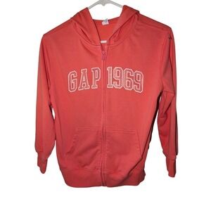 Gap 1969 Kids Coral Pink Full Zip Logo Hoodie Sweatshirt‎ Long Sleeve